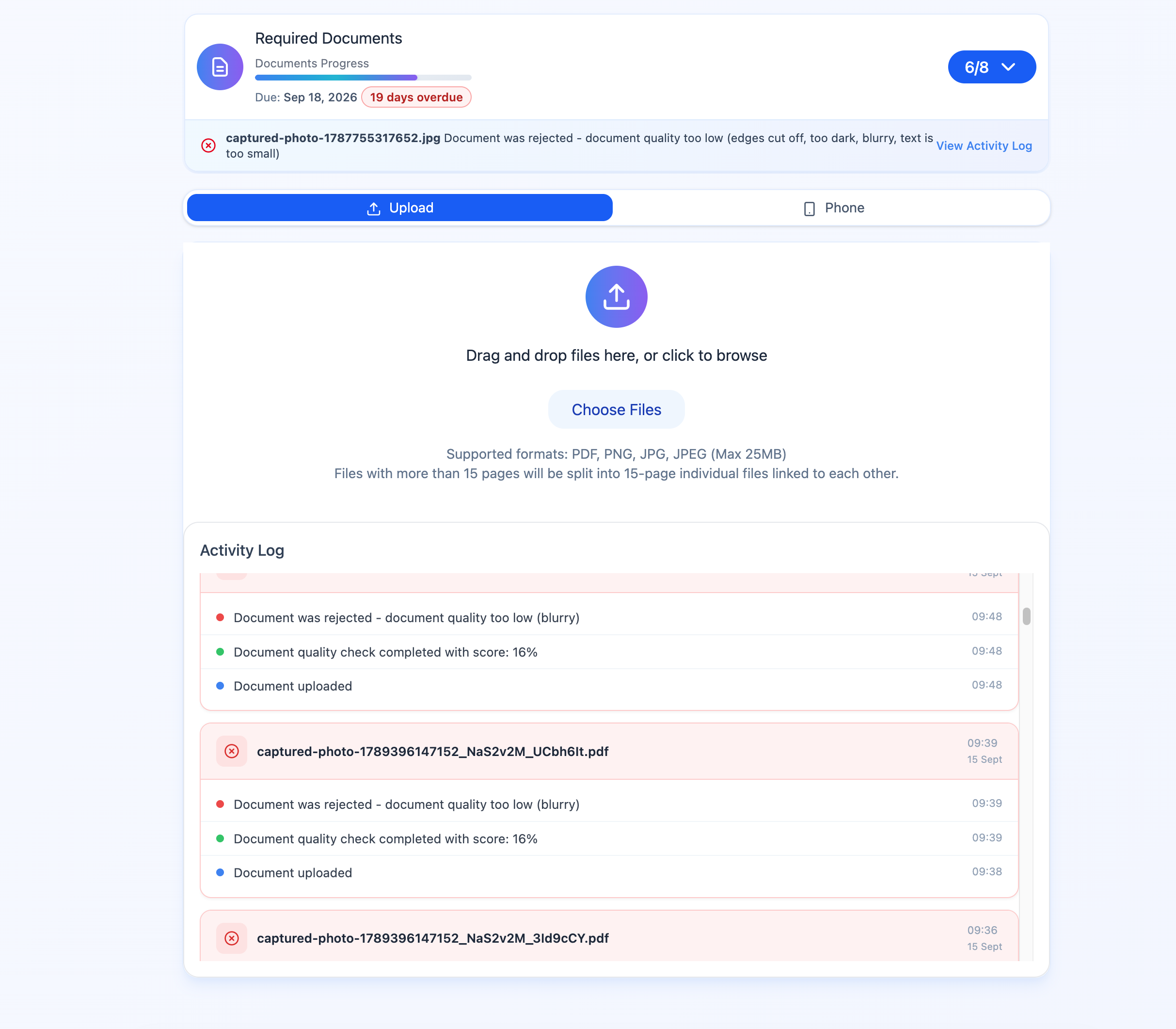 GetDocs AI Document QC Dashboard